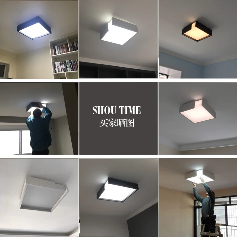 

Modern Remote control square LED panel surface mounted ceiling lamp White/Black bathroom lighting AC110-240V luminarias para