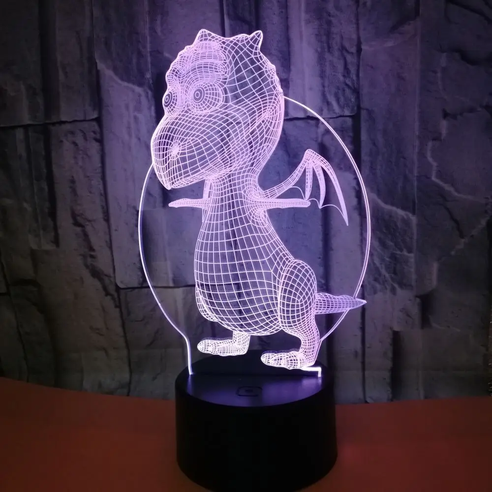 Милый динозавр 3D ночник с USB LED Настольная лампа Дистанционное Сенсорное