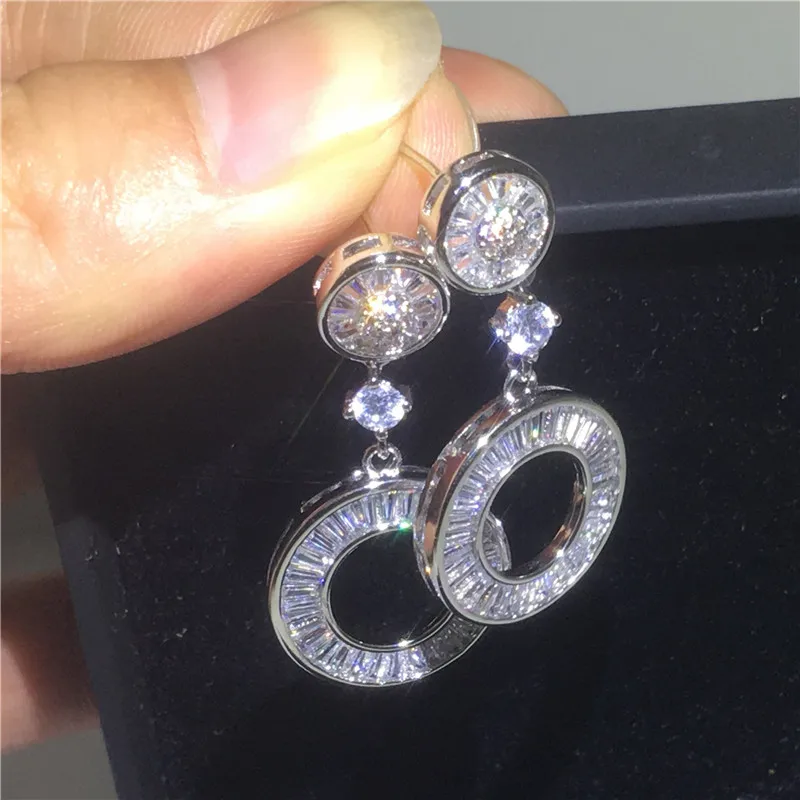 Массивные Женские Висячие Earrring AAAAA Cz реального 925 серебро свадебные