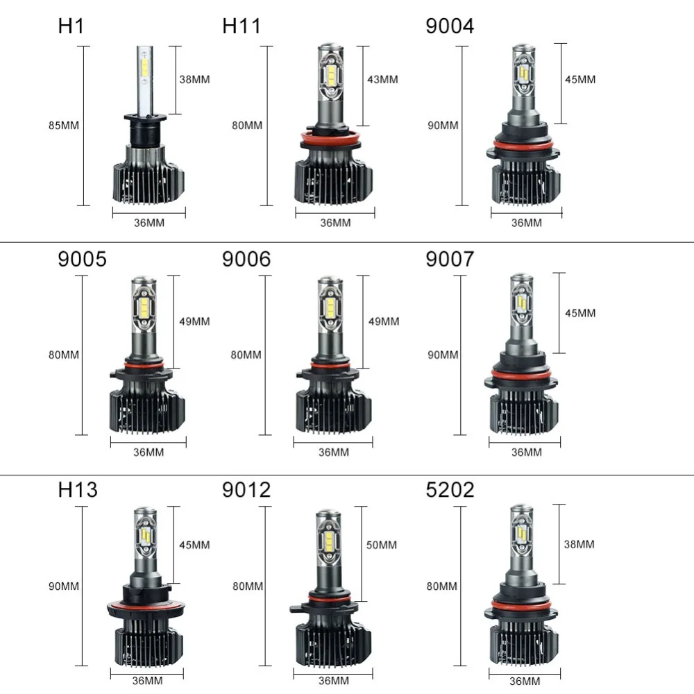 DC12V 24V светодиодный H7 автомобилей головной светильник H4 H11 H1 H13 9004 9005 HB3 9006 HB4 9007 9012