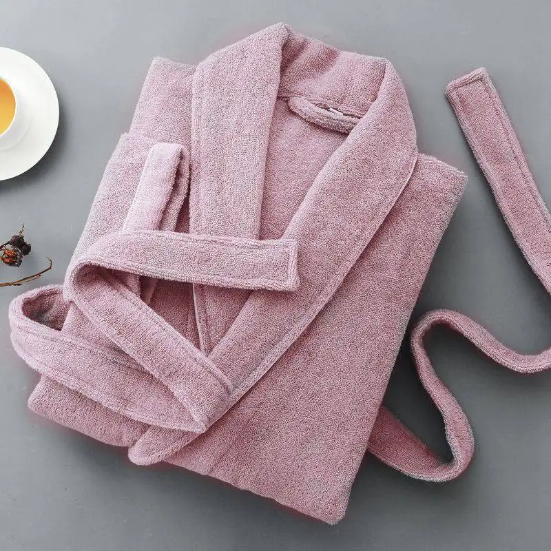Dark Pink Женский халат, зимний толстый теплый длинный халат, полотенце, флис, мягкие ночные рубашки, кимоно для невесты, банный халат, Рождественский Халат - Цвет: Dark Pink