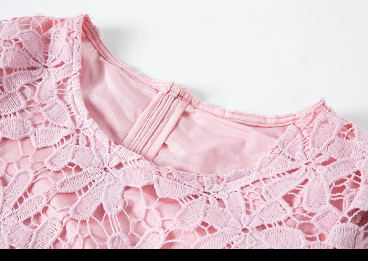 Elegant Women Pink Floral Lace Hollow Out Dresses Ladies Short Sleeve Party Casual Slim Mini Dress Plus Size 5XL Vestidos 21832 | Женская