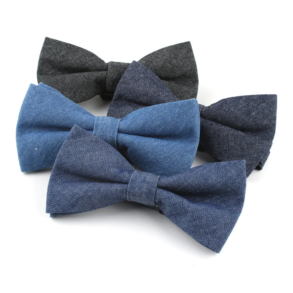

2019 Brand New men's Vintage Blue Solid Fashion Bow ties for Man Wedding Business Bowtie Butterfly Corbatas