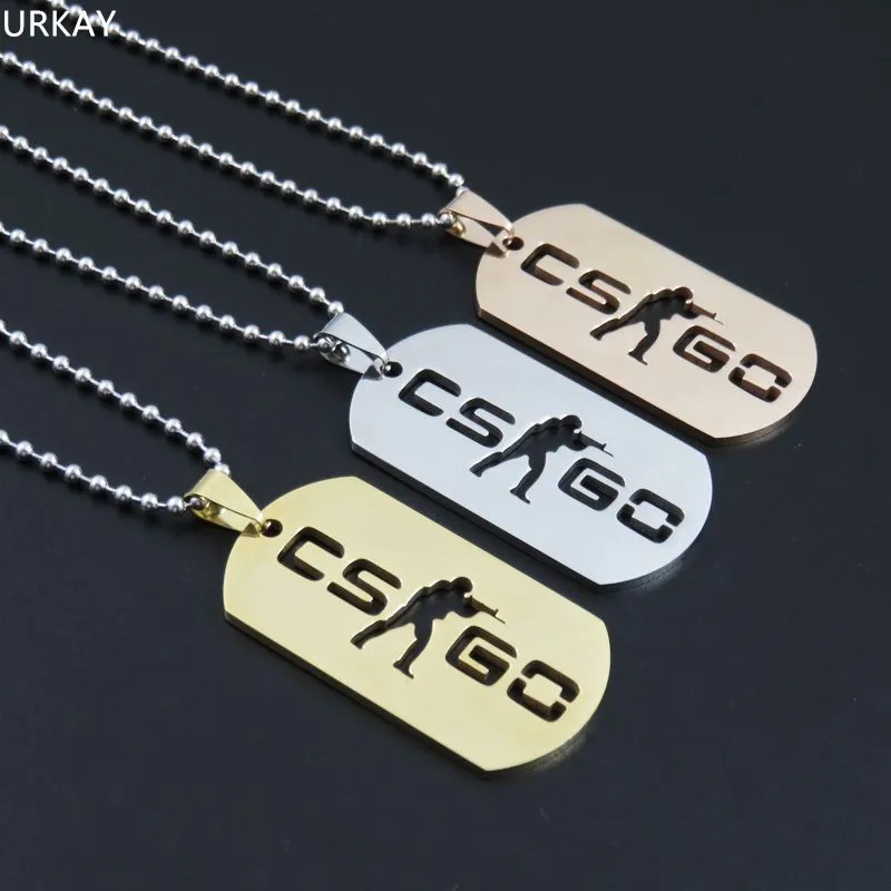 3 цвета аниме CS GO Ожерелье Подвеска модная собака бирки кулон нержавеющая сталь
