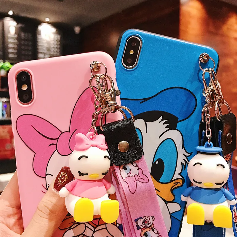 Lovely Cartoon Soft TPU Cute Phone Case With Stand Holder and Strap For iphone 6 6s 7 8 Plus X XR XS Max Gift Cover |