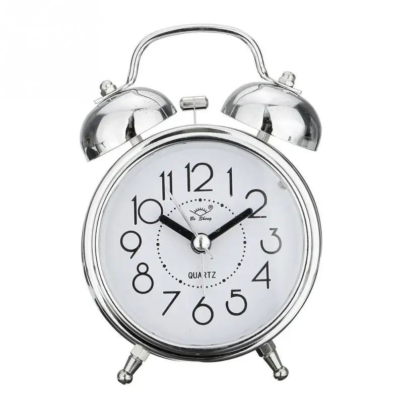 

Alarm Clock Vintage Retro Silent Pointer Clocks Round Number Dual Bell Loud Alarm Clock Bedside Night Light Home Decors