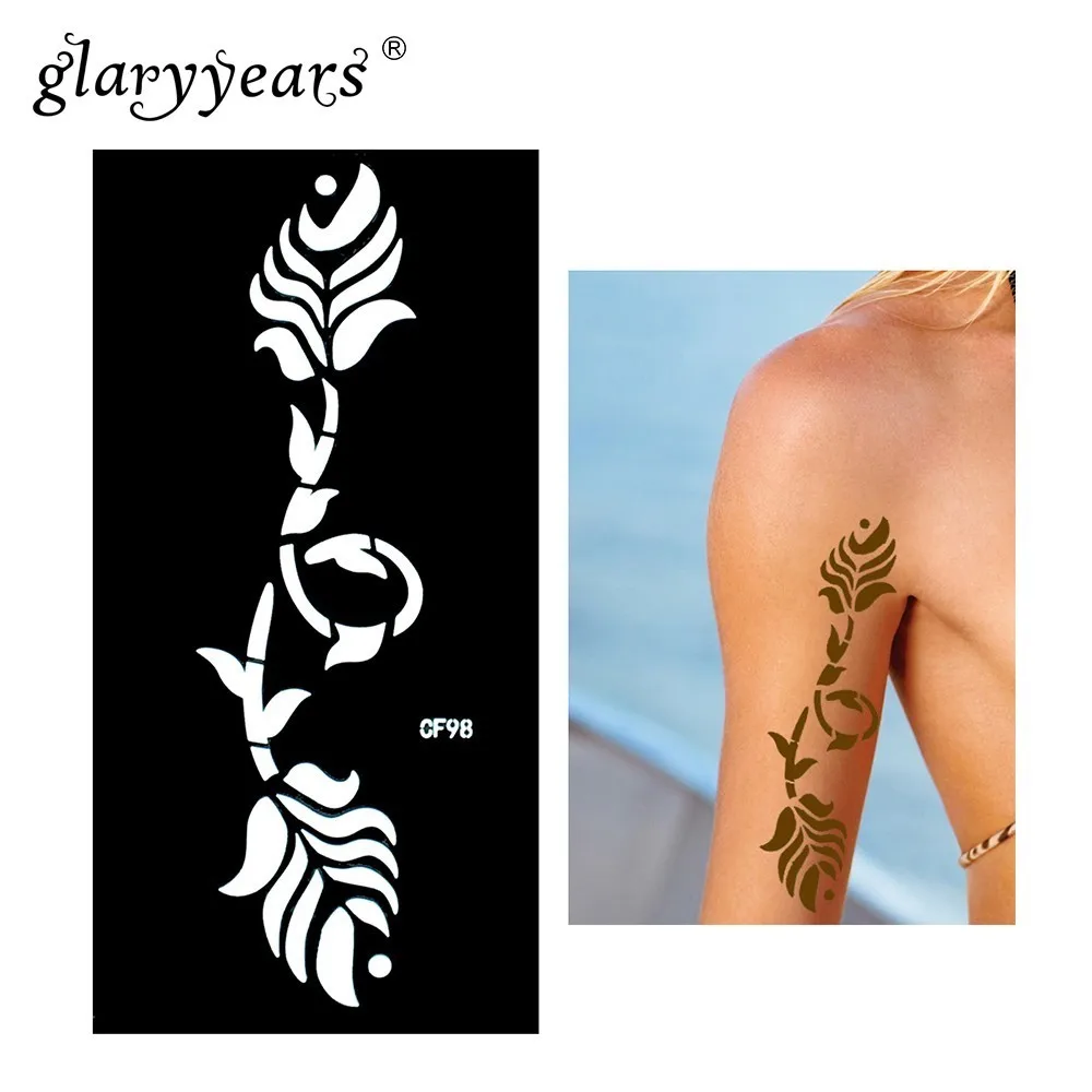Glaryyears Высокое качество 1 шт. хна тату трафарет узор Рисование пастой леди рука боди-арт тату трафарет сексуальный продукт водонепроницаемый