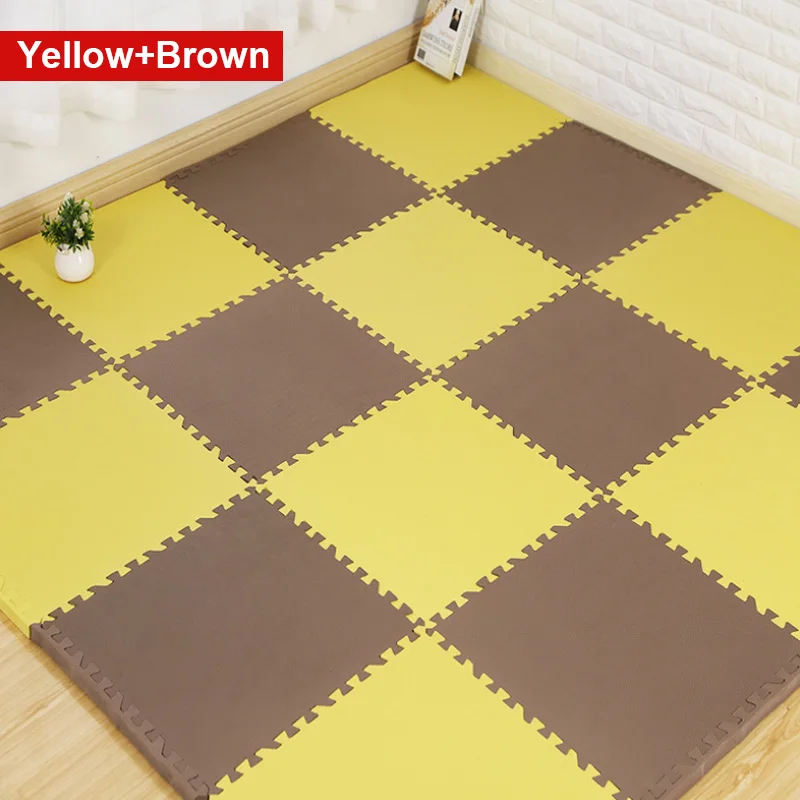 yellow brown ITNEX 10 шт./лот 30*30*0,8 см для детей, eva пены игровой коврик-пазл для детей ковры, детские игрушки, ковер для детей блокируя напольный для упражнений Плитки - Цвет: yellow brown