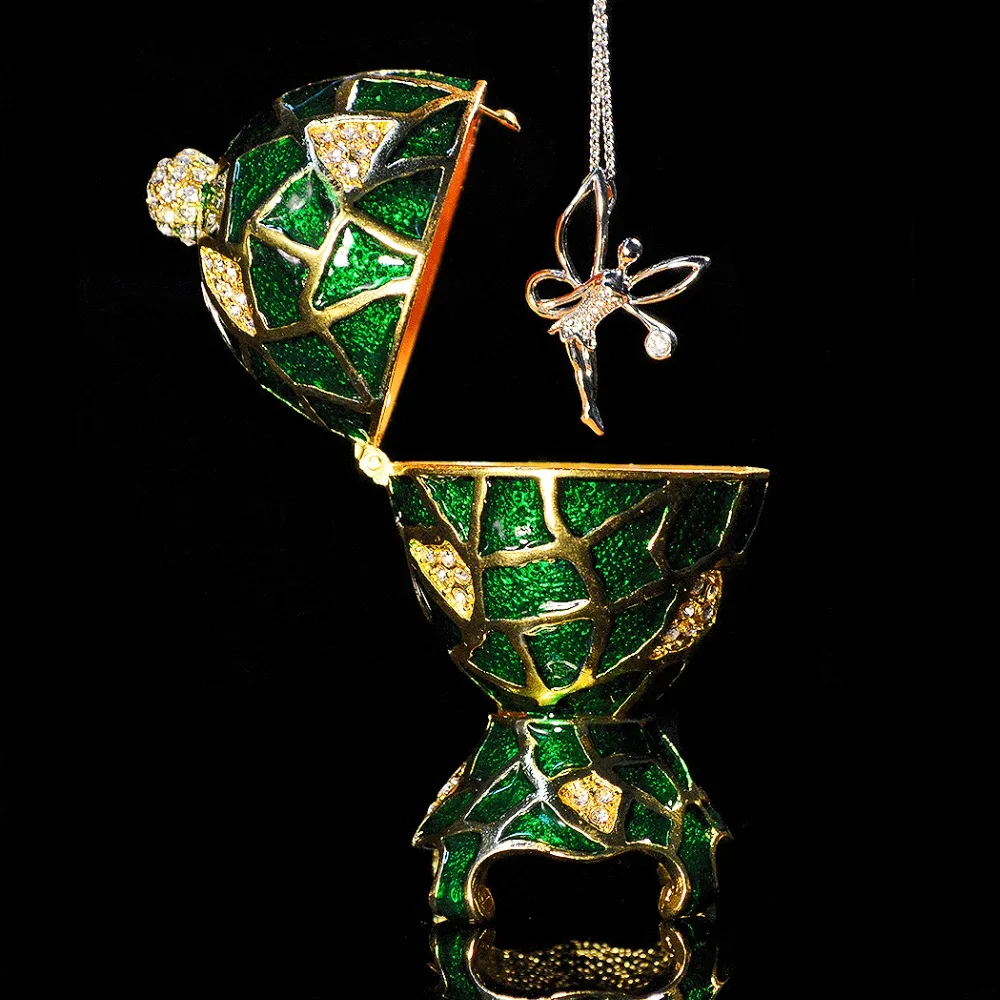 QIFU Новое поступление коллекция зеленых яиц Faberge для шкатулки ювелирных изделий |