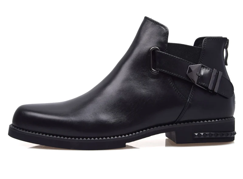 Модные мужские ковбойские ботинки-мартинсы из натуральной кожи с закругленным