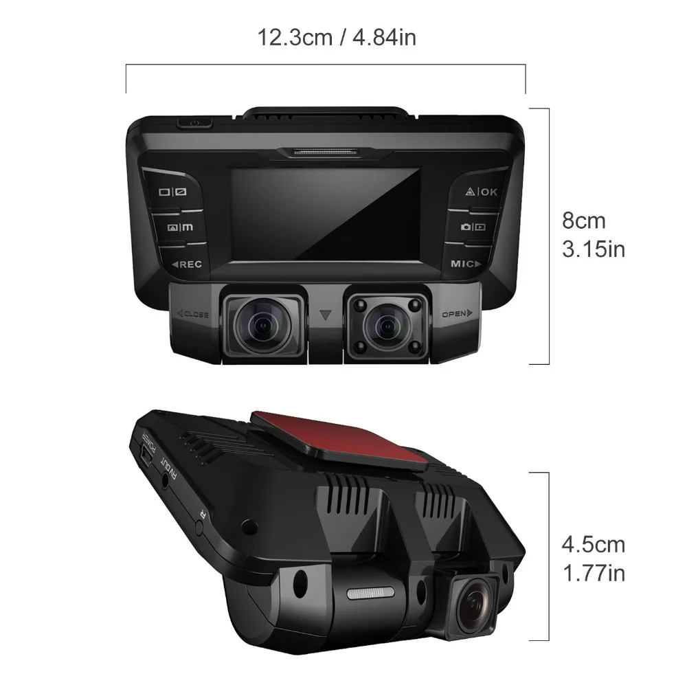 Видеорегистратор Pruveeo C2 с инфракрасным ночным видением, 4K Dual 1080P спереди и внутри, видеорегистратор для автомобилей, грузовиков, такси
