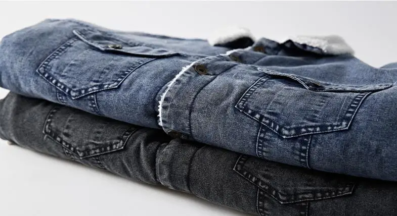 Denim Jacket Men Winter Streetwear Fashion Turn Down Fur Collar Windbreaker Cowboy Jackets Men's Outwear Hip Hop Jeans Coat