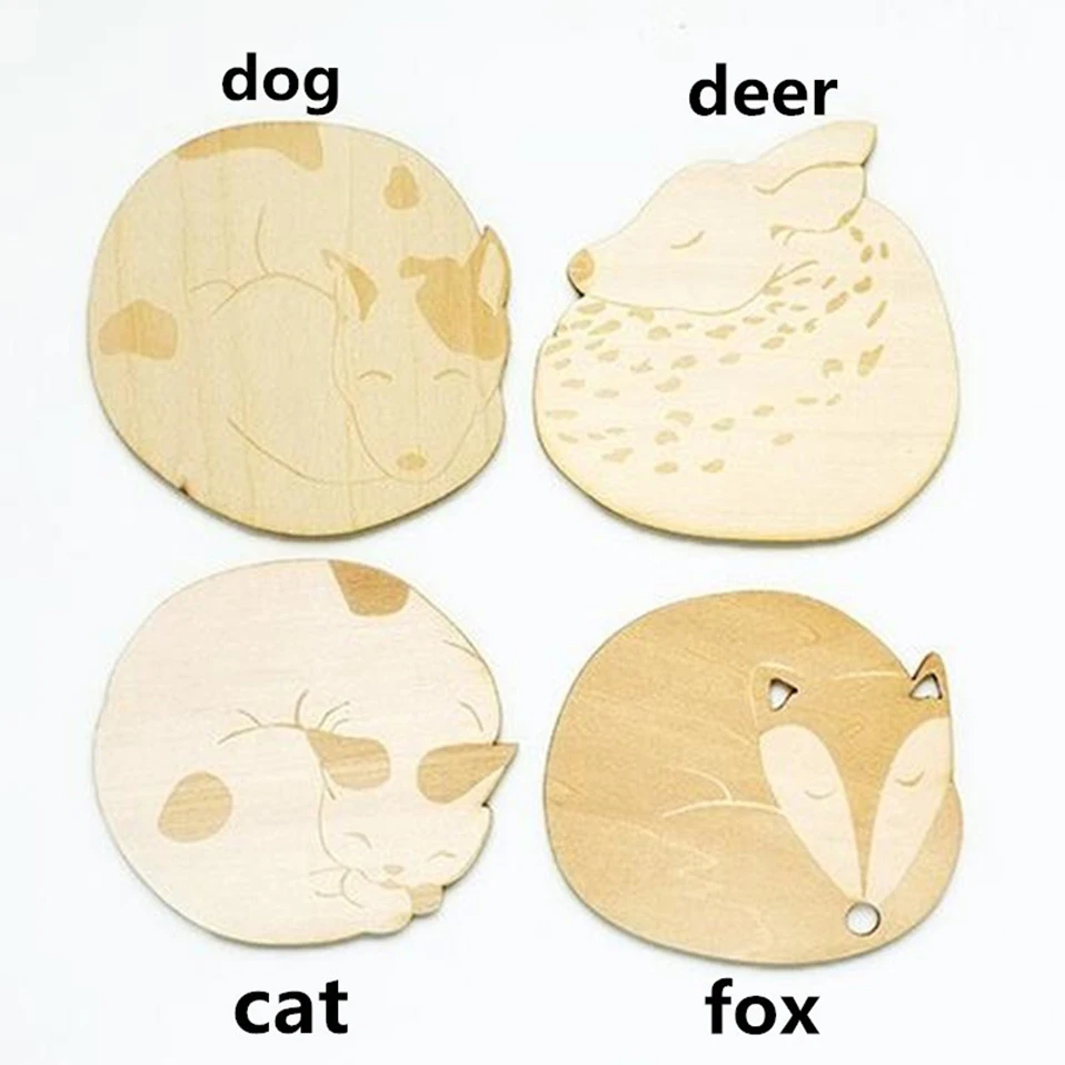 1 шт. с изображением животных котов рисунком лисы собаки олень деревянная