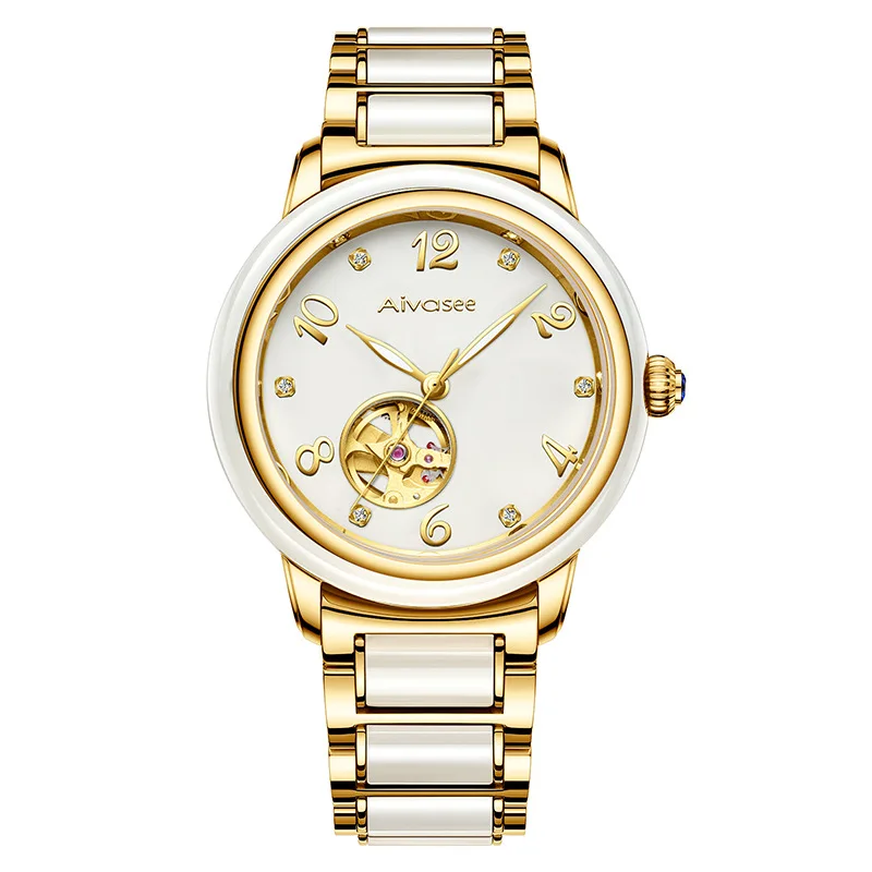 see chart Direct Selling Hotan Jade Mechanical Watch For Men And Women Fully Automatic Waterproof Chinese Ancient Natural Couple - Цвет: see chart