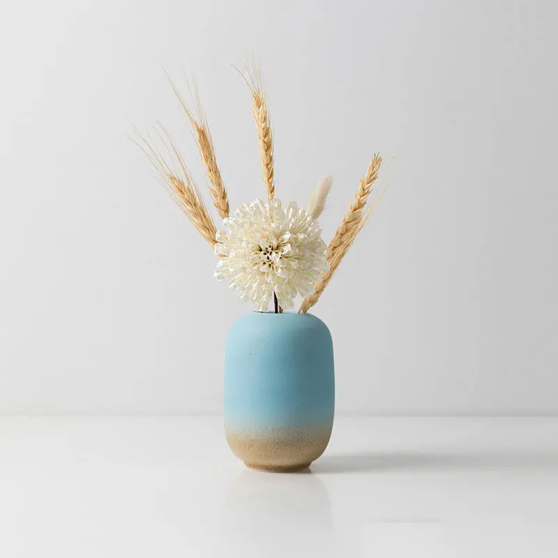 Vase with Flower Декор для дома керамическая ваза для цветов Искусственный цветок керамический горшок вазы для домашние рукодельные украшения подарки - Цвет: Vase with Flower