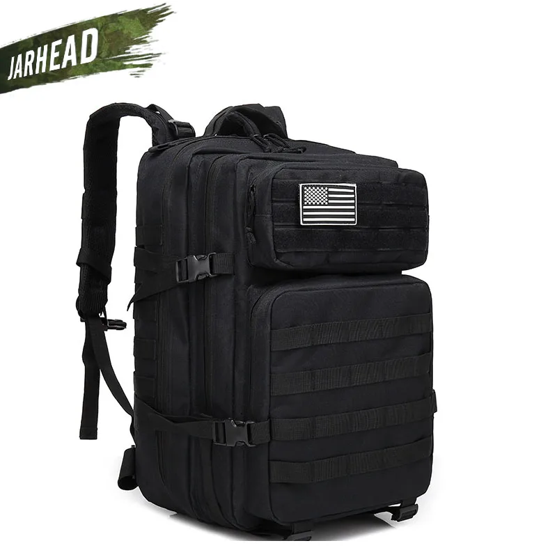 Black Темно-синий Тактический штурмовой рюкзак 3P EDC Molle, мужской рюкзак для занятий спортом на открытом воздухе, альпинизмом 45L, охотничьей походной Оксфордской сумкой - Цвет: Black