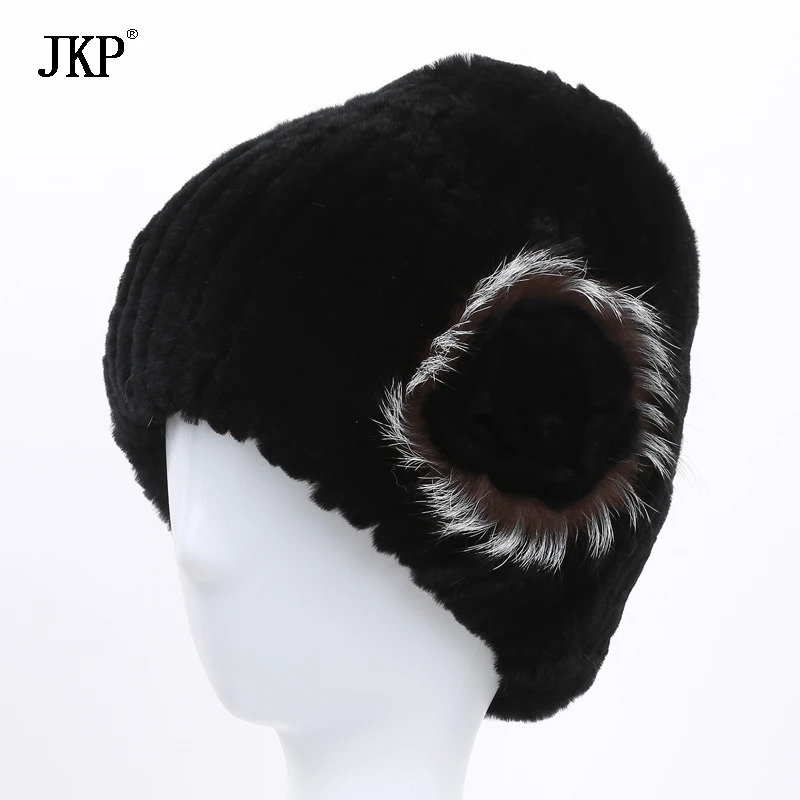Женская мода На зимнем меху шапки натуральным мехом из меха кролика рекс с