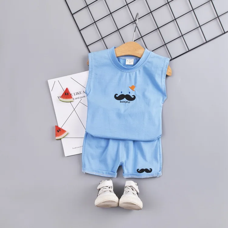 Оранжевый Toddler Boy Clothes Children's Summer New Cartoon Pullover Vest Shorts Two-piece Boy's Children's Sleeveless Vest Suit - Цвет: Оранжевый
