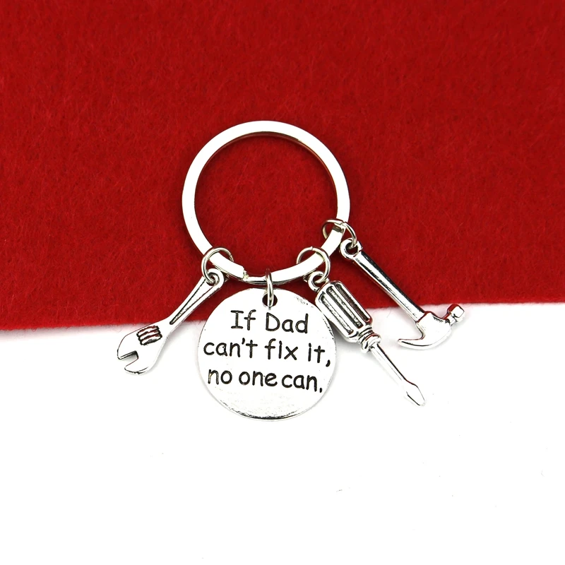 Trendy Silver Color Alloy round Lettering if dad can not fix it no one Car Trucker pendant KeyChain Gift Jewelry | Украшения и