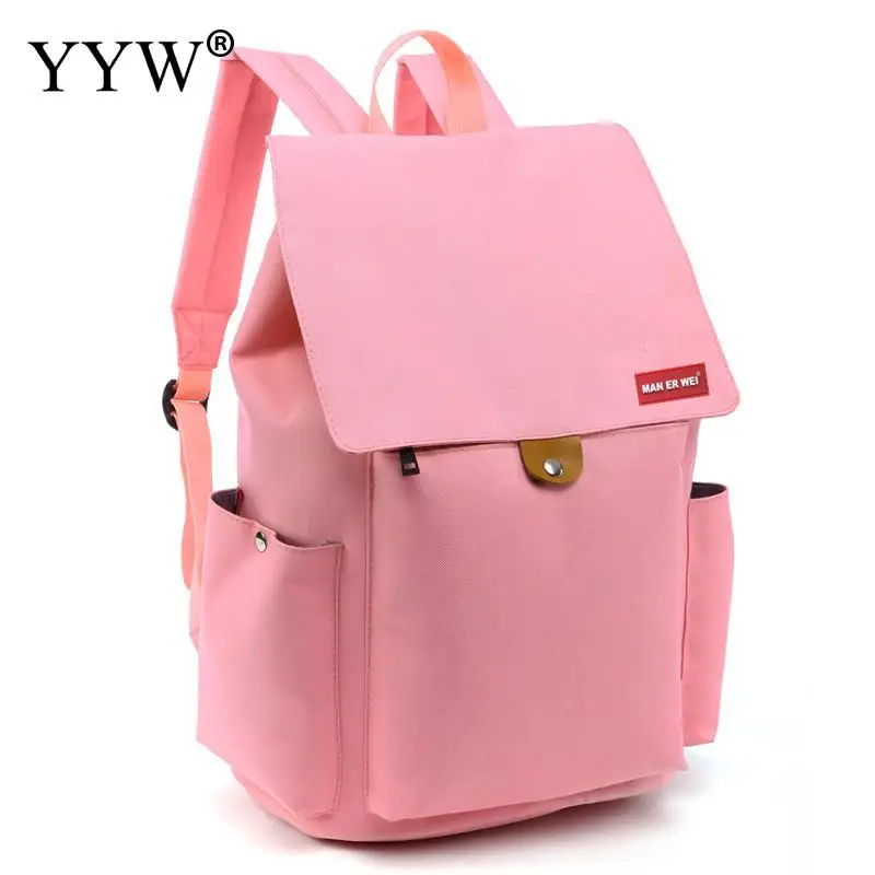 light pink Модный Одноцветный Оксфордский рюкзак женский розовый красные рюкзаки для девочек-подростков женская повседневная школьная сумка с завязками - Цвет: light pink
