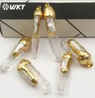 send randomly WT-P1429, WKT, классические, натуральный кристалл, кварц, прозрачные перламутровые, золотые, с дамским шармом, ожерелье, подвеска, подарок, аксессуары - Окраска металла: send randomly