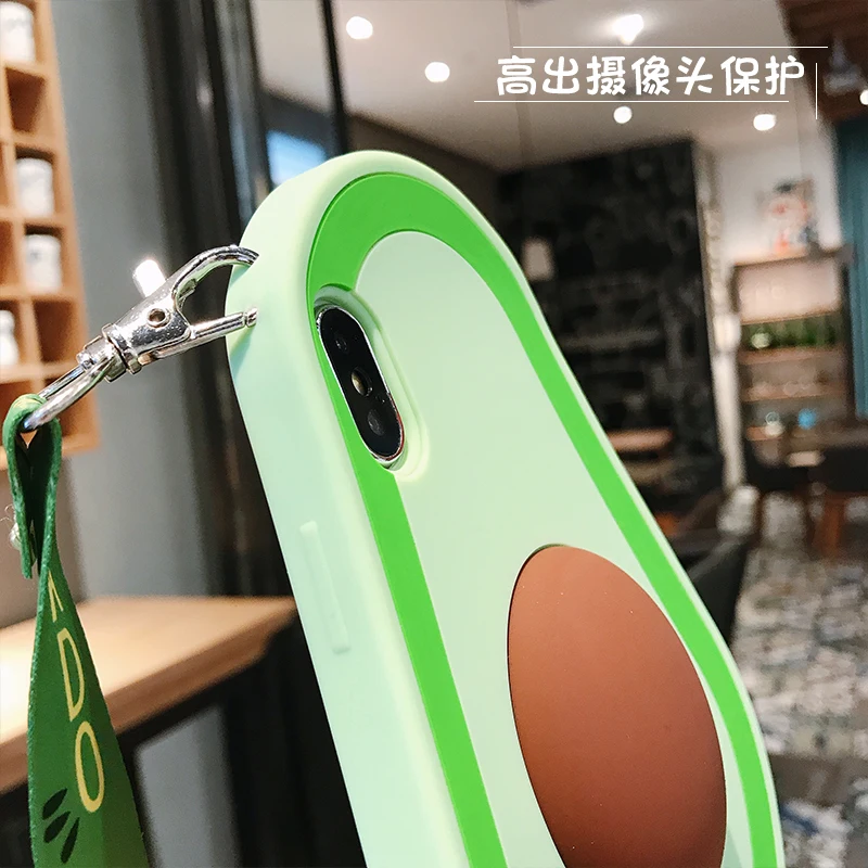 Мягкий чехол с 3d-изображением авокадо для iPhone XS Max Летний 8plus XR X 7 7plus 6S 6 P + ремешок |