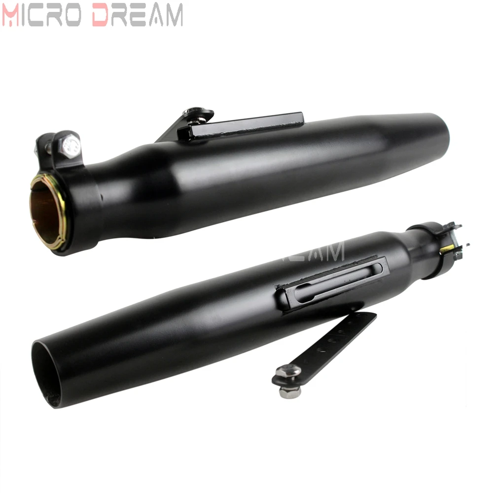 2 шт. Cafe Racer матовый черный выхлопной трубы конические глушители w/восстановитель