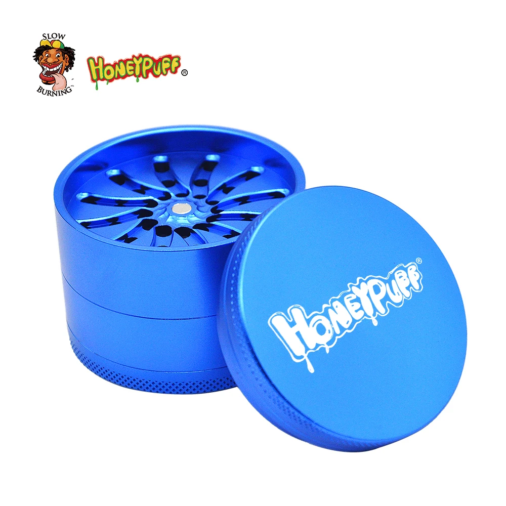 Шлифовальная машинка HONEYPUFF Groove 63 мм 4 слойная алюминиевая мельница для