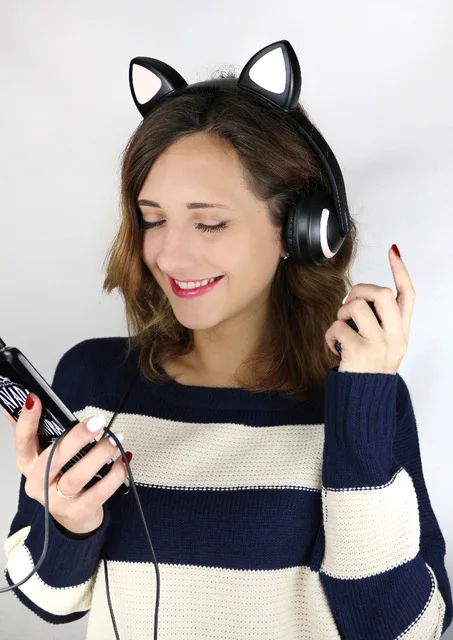 JINSERTA Cat/Rabbit/Deer/Devil наушники 7 цветов светодиодный светящиеся беспроводные Bluetooth наушники для косплея для игр