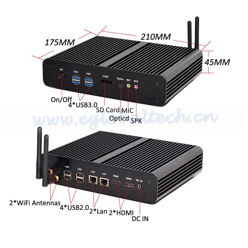 Процессор EGLOBAL Fanless I7 Мини ПК Windows 10 HTPC TV Box Intel Core 4500U Dual LAN Mini PC HDMI ITX игровой