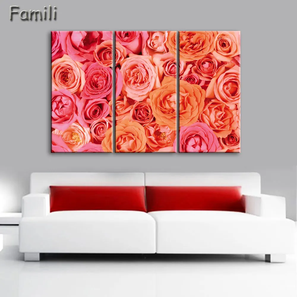 3pcs Rose Flower Painting Modern Canvas Print Home Decor Wall Art Picture For Living Room Modular picture (Unframed) | Дом и сад