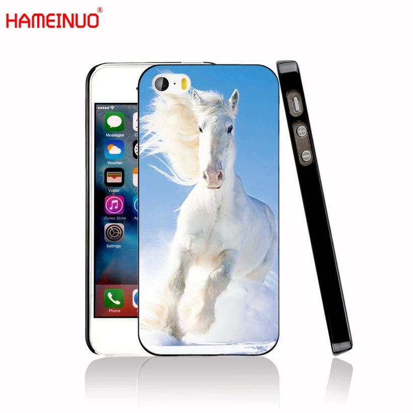 HAMEINUO белый бегущего коня животных крышкой сотовый телефон чехол для iphone X 8 7 6 4 4s 5