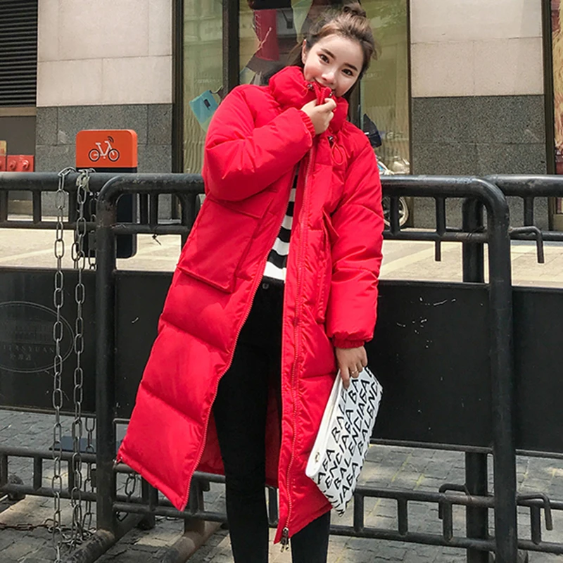 Зимняя куртка парка повседневная однотонная с воротником стойкой большим