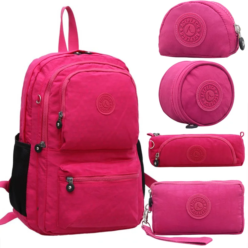 5pcs Rose Red ACEPERCH женские оригинальные рюкзаки Mochila Mujer Escolar Feminina, школьная сумка для девочки-подростка, нейлоновый Водонепроницаемый женский рюкзак - Цвет: 5pcs Rose Red