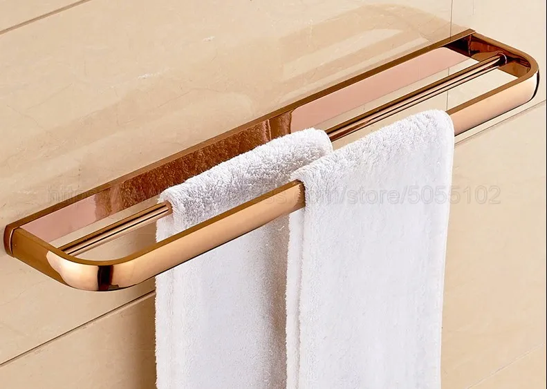 Double Towel Bar Rose Gold Brass Finish Bathroom Accessories Set,Paper Holder,Towel Bar,Soap Basket,Toilet Brush Holder,Bathroom Sets zba865 - Цвет: Double Towel Bar