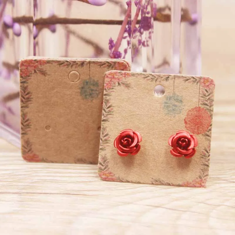 card same as pic 50 шт. маленькие серьги в форме Ловца снов, бумажная посылка, открытка, ручная работа/цветок/романтическое сердце, элегантные серьги-гвоздики - Цвет: card same as pic
