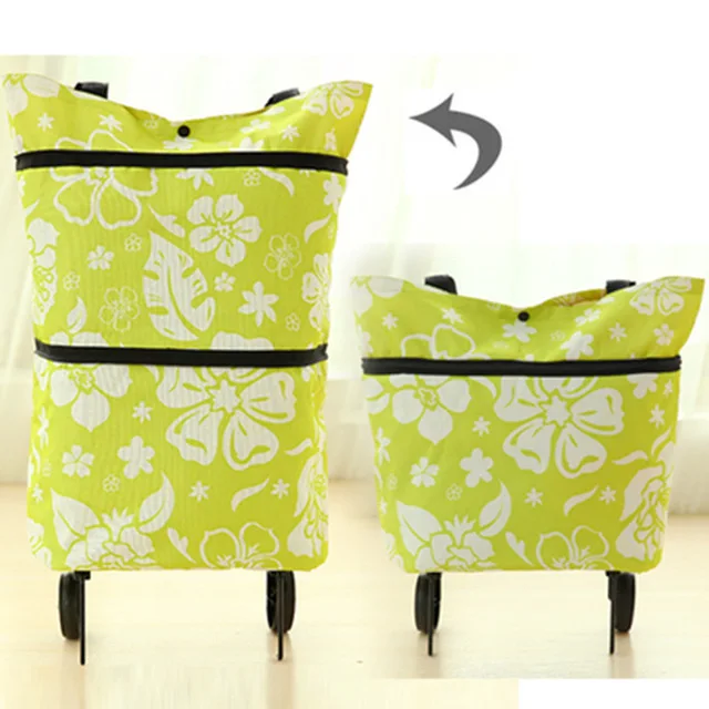 Small Green Flower XYLOBHDG многоразовые складные сумки для покупок купить овощи сумка торговый контейнер для пищевых продуктов сумка на колесиках сумка - Цвет: Small Green Flower