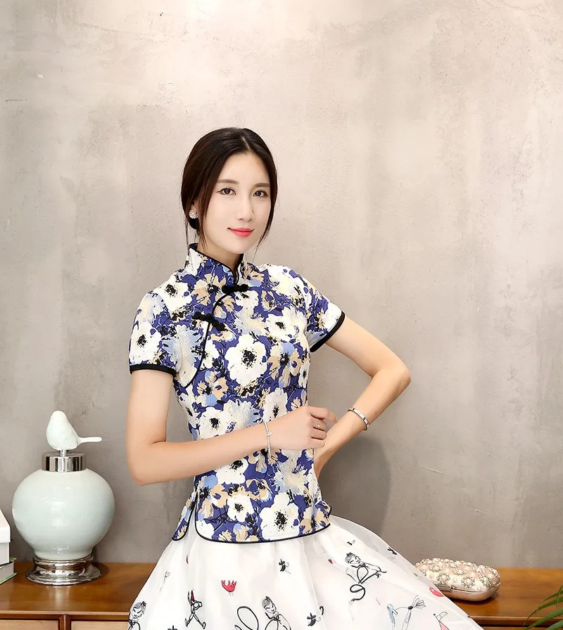 Шанхай история смесь льняной Китайский традиционный Топ Qipao рубашка для Женский Чонсам стильная рубашка китайская Блузка для дам