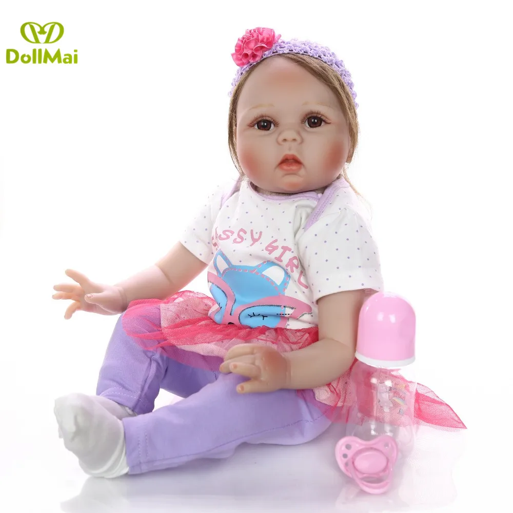 

22 дюйма 55 см кукла для новорожденных девочек подарок bebes reborn de silicone настоящие куклы для новорожденных