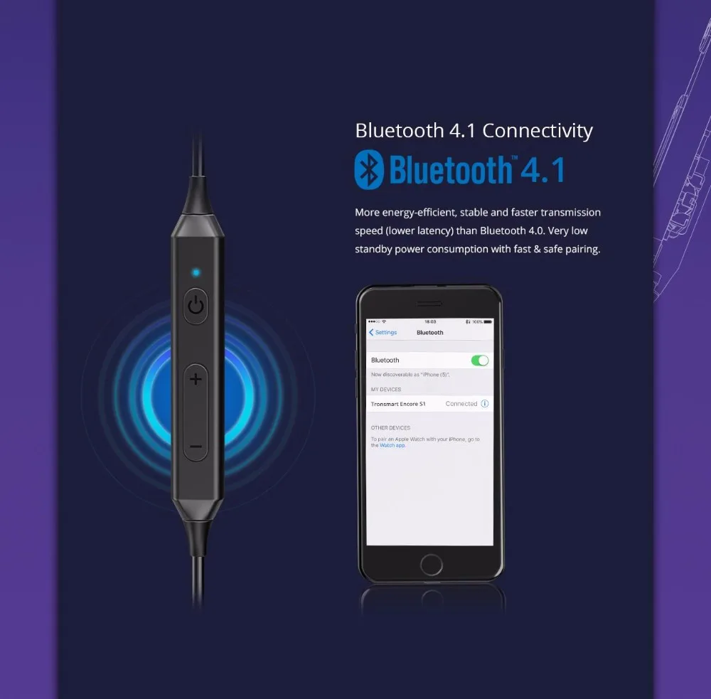 Магнитные bluetooth-наушники Tronsmart Encore S1 со встроенным микрофоном, время воспроизведения до 10 часов