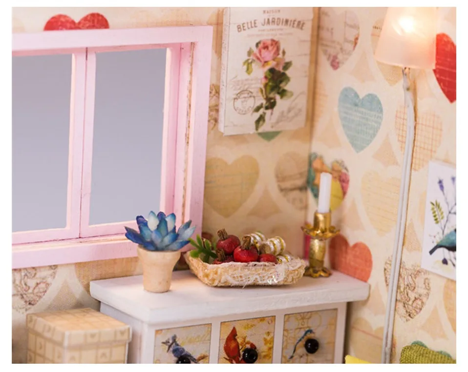 miniature house with light kast cat doll accessories diy mini wooden dollhouse tiny child doll house toy oyuncak bebek evi