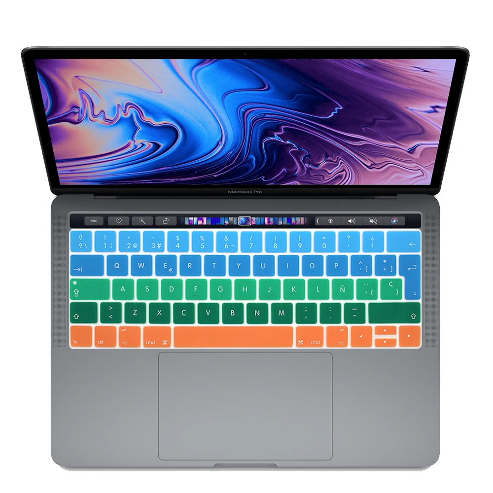 Испания ЕС-Ввод Клавиатура Обложка протектор для Macbook Pro13 15 с сенсорной панелью A1706/A1707/A1989/A1990 клавиатура защитная пленка
