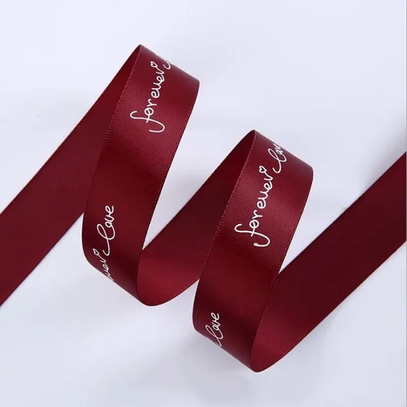 same as pic 2,5 см лента с цветами "forever love and love you" Упаковка букета "сделай сам" материалы ручной работы бант для цветов - Цвет: same as pic