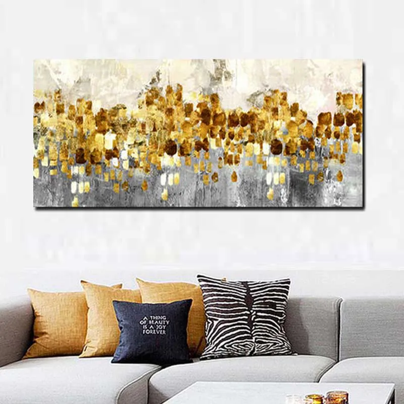 

Hand Painted Abstract Yellow Forest Oil Paintings On Canva Abstract Landscape Wall Picture For Living Room bedroom Home Decor