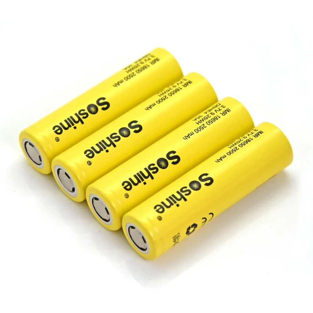 4 шт. оригинальный SOSHINE Li-Ion 18650 DBHE4 35A 2500 мАч плоский верх Высокая сливная