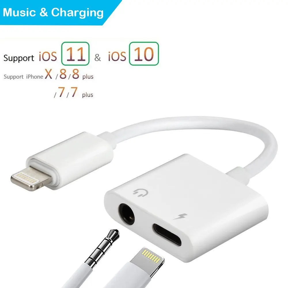 HBUDS 2 in1 аудио Зарядное устройство адаптер для iPhone X 8 7 6 Plus 3,5 мм адаптер для наушников Аксессуары для наушников аудио сплиттер