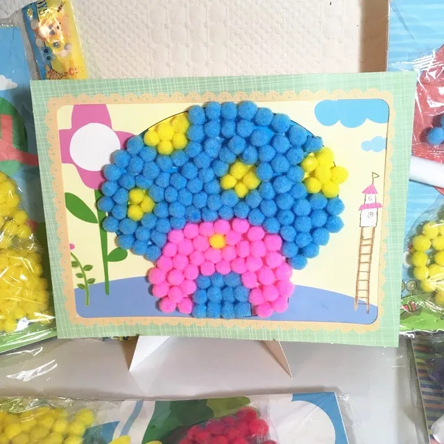 Happyxuan 5 шт. DIY креативные наклейки с помпонами Мультяшные игрушки для детского сада детские искусство и ремесла