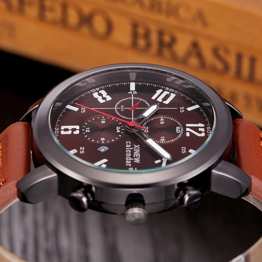 Роскошные Брендовые повседневные мужские часы Xinew спортивные кварцевые