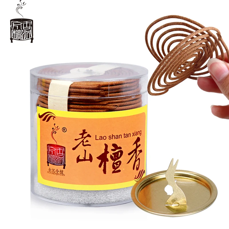 

60 шт./корн., 4 часа, Лаошан, сандал, благовония спираль, натуральные благовония для домашнего оздоровления, для буддийских, индийских, китайск...