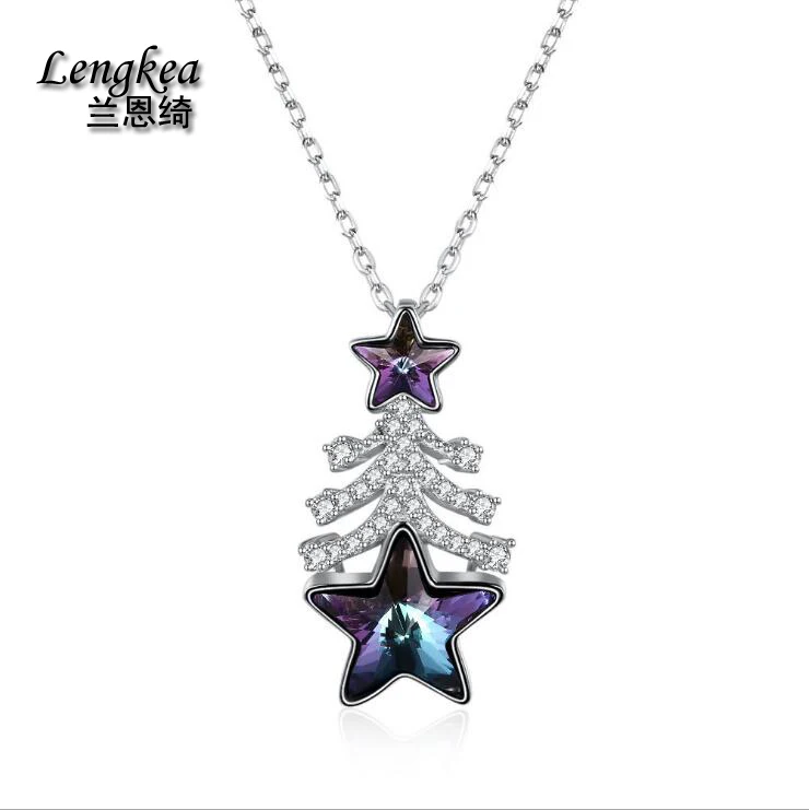 Lengkea jewery Для женщин ожерелья реальные 925 серебряное ожерелье кулон кристалл для